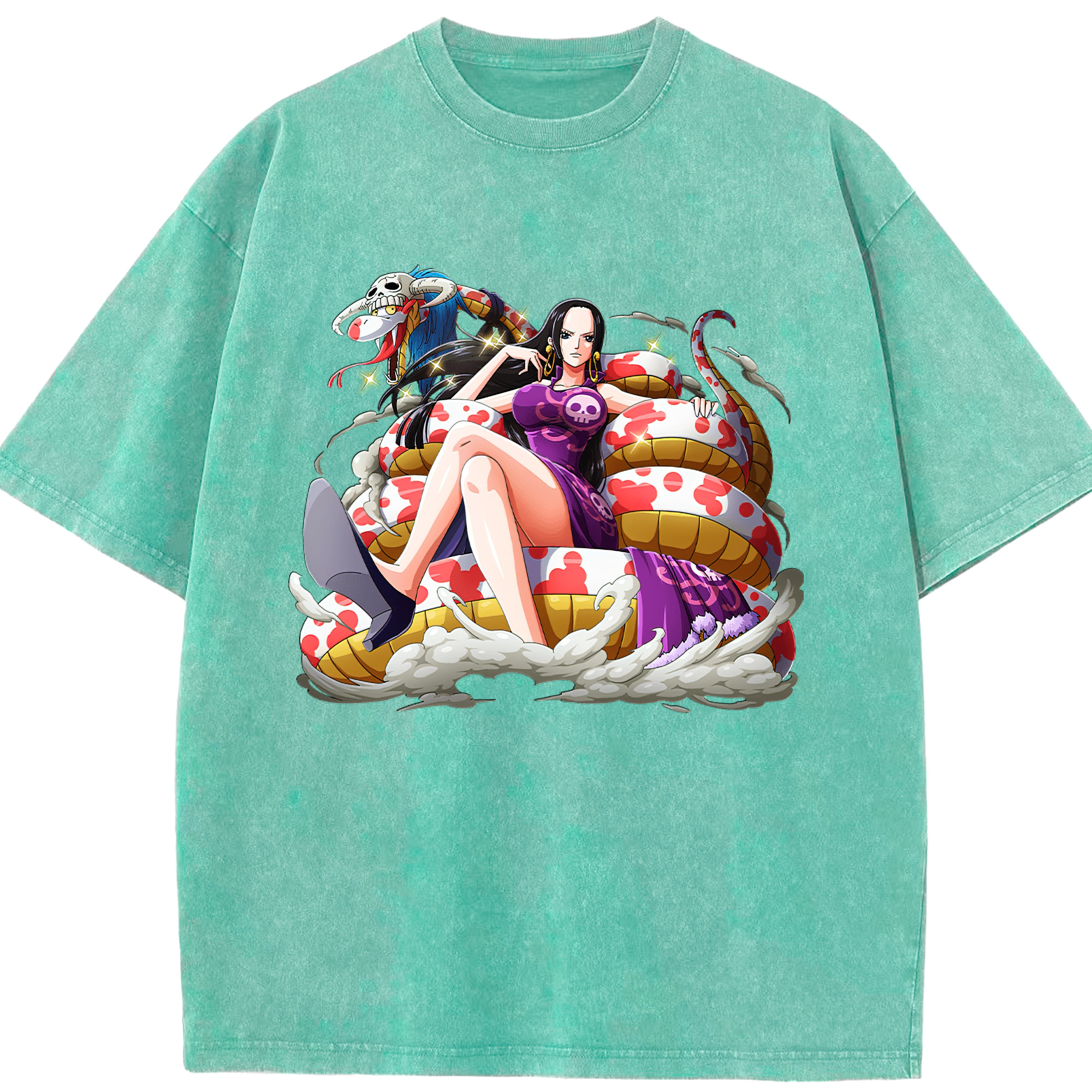 ワンピース ボア・ハンコック ONE PIECE Boa·Hancock 綿100% ヴィンテージ風 半袖Tシャツ（フロントプリント）